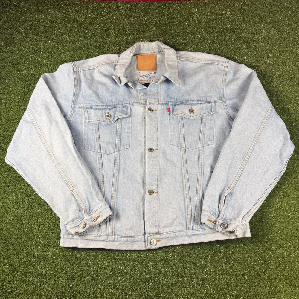 Classic Cotton Co Iron Maiden‎ The Trooper Denim Jacket Light Wash Blue XL